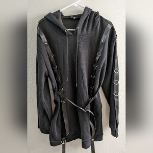 Dolls kill poster girl buckle harness hoodie dress